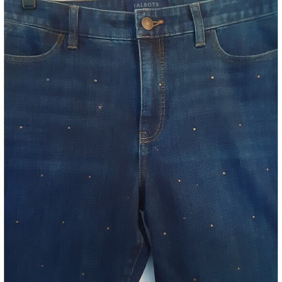 Talbots Studded Women's Size 12P Simply Flattering 5-Pocket Dark Wash Blue Jeans - Picture 2 of 8